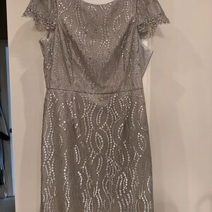 Elegant Silver Lace Dress